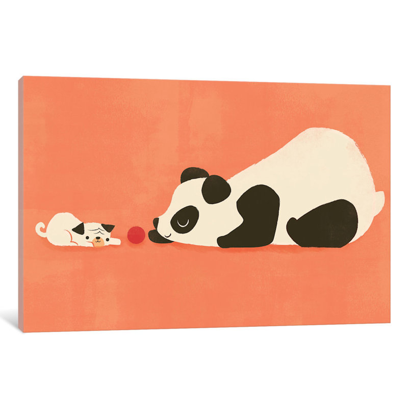 «The Pug and the Panda», impression sur toile, H 12 po x l 18 po x P 1,5 po, Toile tendue, Pas de tapis