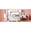 Lit double en bois massif avec une tablette et une armoire - Meuble de rangement fonctionnel en bois-835457635