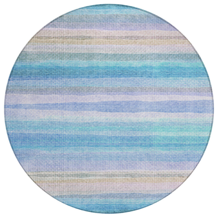 Machine Washable Indoor/Outdoor Xhevrie Aqua Rug