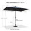 Parasol de table rectangulaire à manivelle grise et inclinable 78 po x 120 po George Oliver de George Oliver sans base-308913300