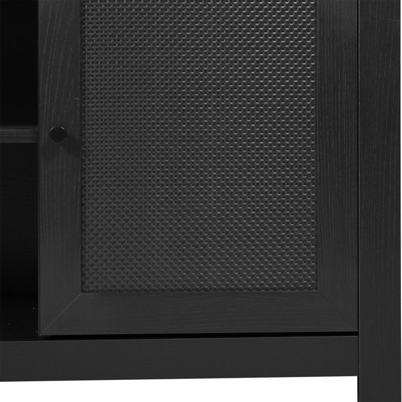 Mid-Century Modern Buffet Sideboard with 2 Soft Close Doors and Adjustable Center Shelf, Black