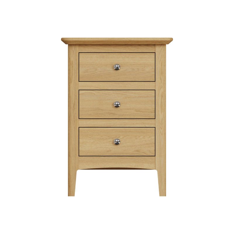 Hudson 42cm W Solid + Manufactured Wood Bedside Table, Oak