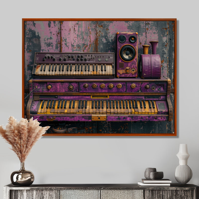 «Purple Gold Music Instument», Cadre flottant brun, bois massif, H 16 po x l 32 po