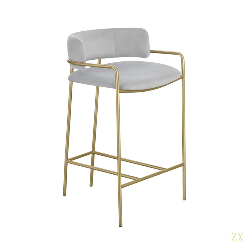 Velvet Upholstered Low Back Stool