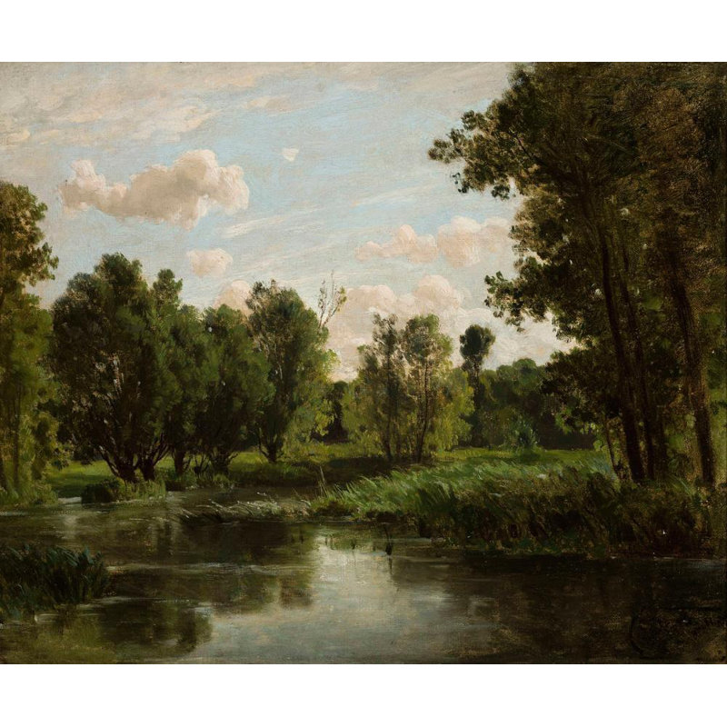 «Lake in the Forest» par Józef Szermentowski - Art mural sur toile tendue avec châssis, H 24 po x l 17 po