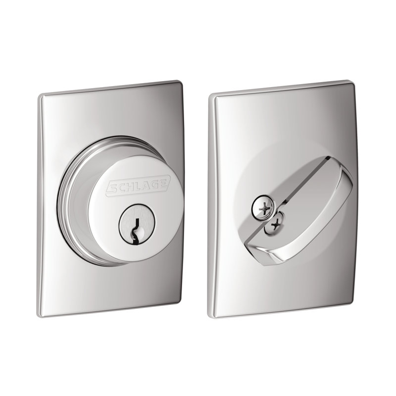 Single Cylinder Deadbolt with Century Trim, Polished Chrome