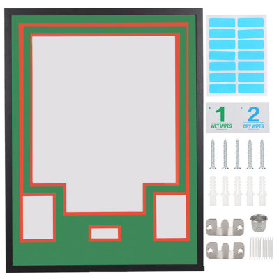 Custom Jersey Frame Display Case with Color Mat, Photo Slots & Signature Display, Wall Mount Shadow Box with Hardware Kit, Top Color: Green, Base Color: Orange