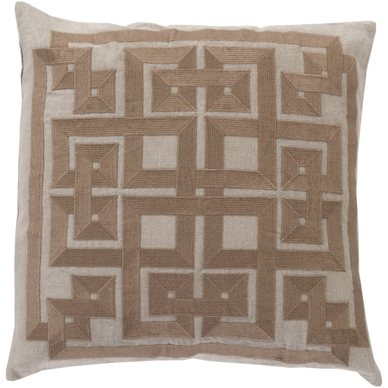 Gramercy Embroidered Reversible Pillow Cover, 18" x 18", Gray\Brown