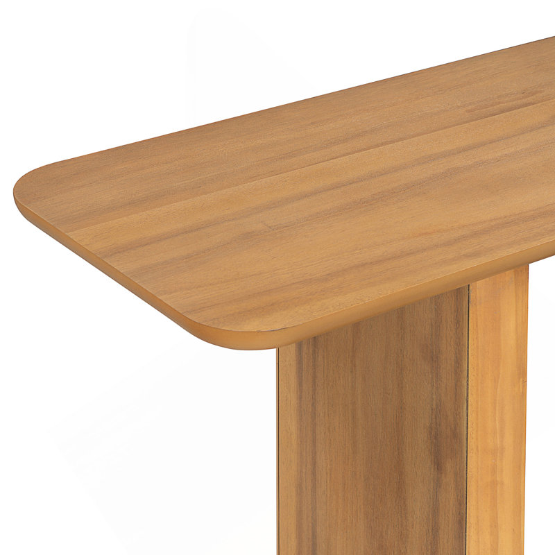 Elegant Minimalist Console Table With Curved Corners,Natural Wood Veneer,U-Base Design For Easy Placement ,Perfect For Displaying Your Treasures,Simple Assembly