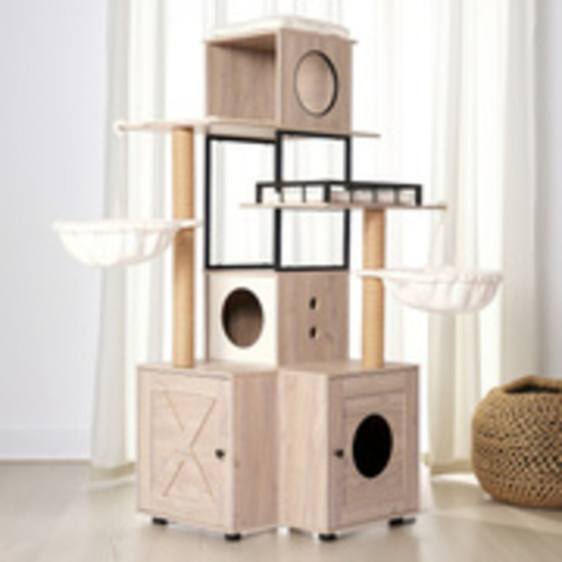 Multi - Level Cat Tree With Hidden Litter Box  Spacious, Multiple Resting Spots, Scratching Posts, Blend Of Function And Style
