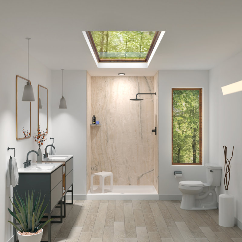 Ensemble de mur de douche Transolide Titan, Savane crème lustrée, H 96 po x l 60 po x P 36 po