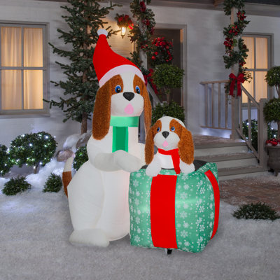 Christmas Inflatable Dog Family Scene