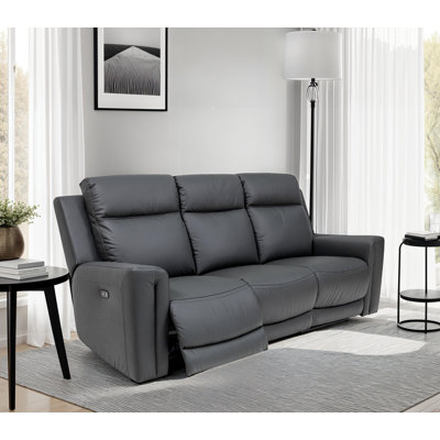 Berdella LEATHER ELECTRIC SEATER RECLINER - CHARCOAL