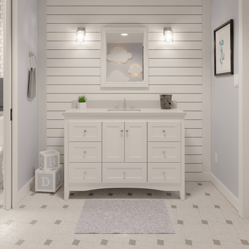 Abbey 48" White Quartz Single Bathroom Vanity Set