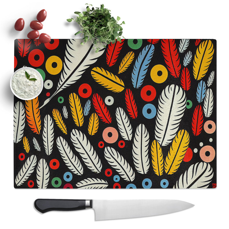 Unusual Bird Feathers Abstract  Glass Chopping Board