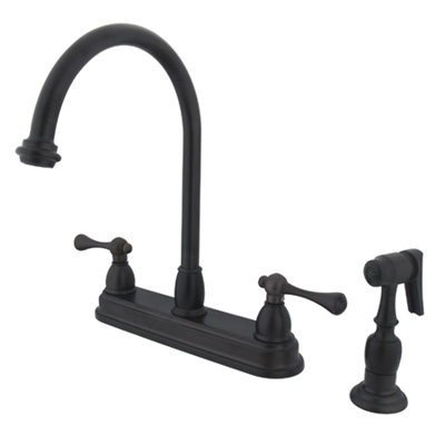 Kingston Brass Vintage Two-Handle 4-Hole 8" Centerset Kitchen Faucet with Side Sprayer