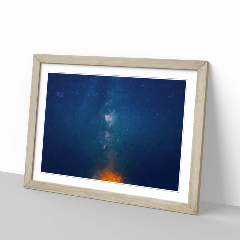 The Stars at Night in Abstract - Picture Frame Graphic Art Print, 60cm H x 91cm W x 2cm D, Oak