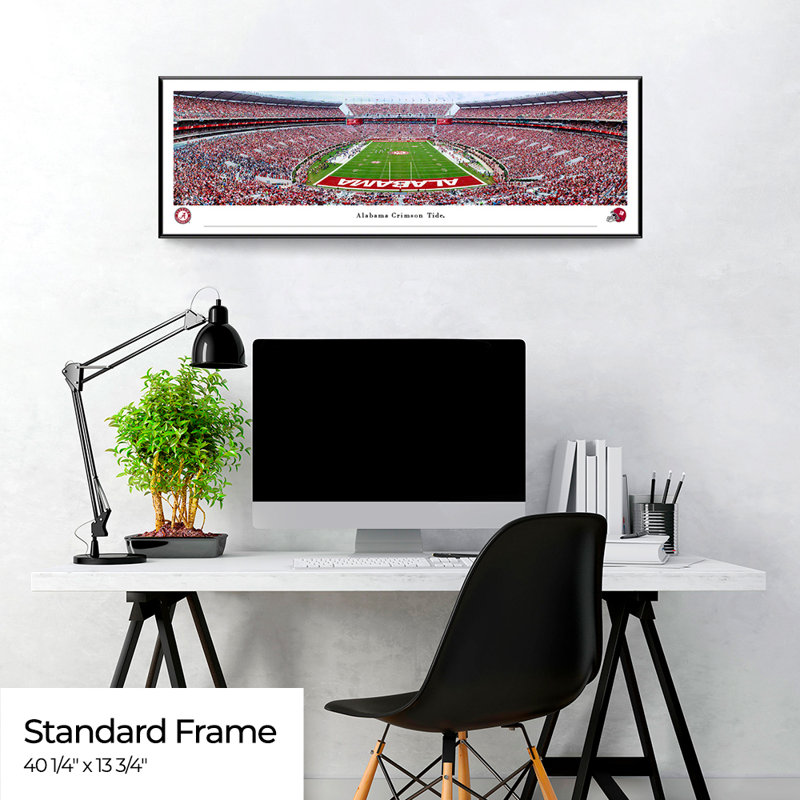 Alabama Football, impression panoramique, H 13,75 po x l 40,25 po x P 0,38 po, Cadre noir