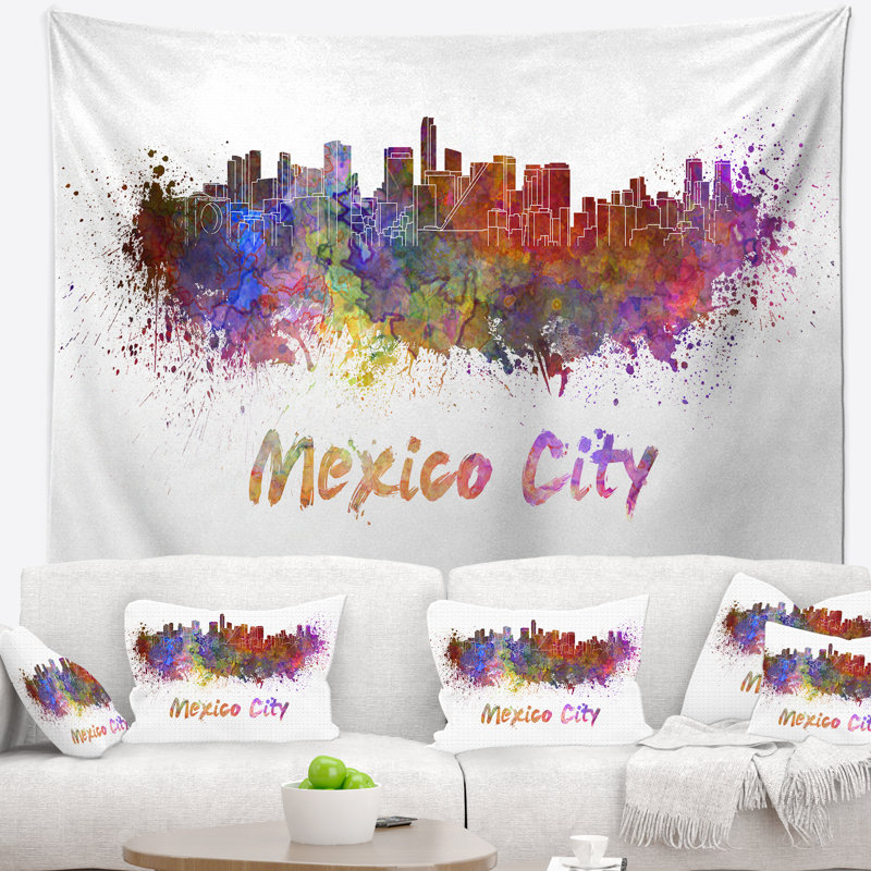 Tapisserie d'horizon de mexico Cityscape, H 32 po x l 39 po