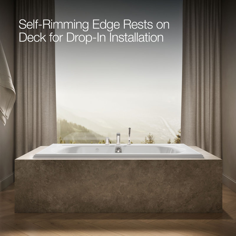 Memoirs 72-In x 42-In Whirlpool Bath, Drop-in with Center Rear Drain, White