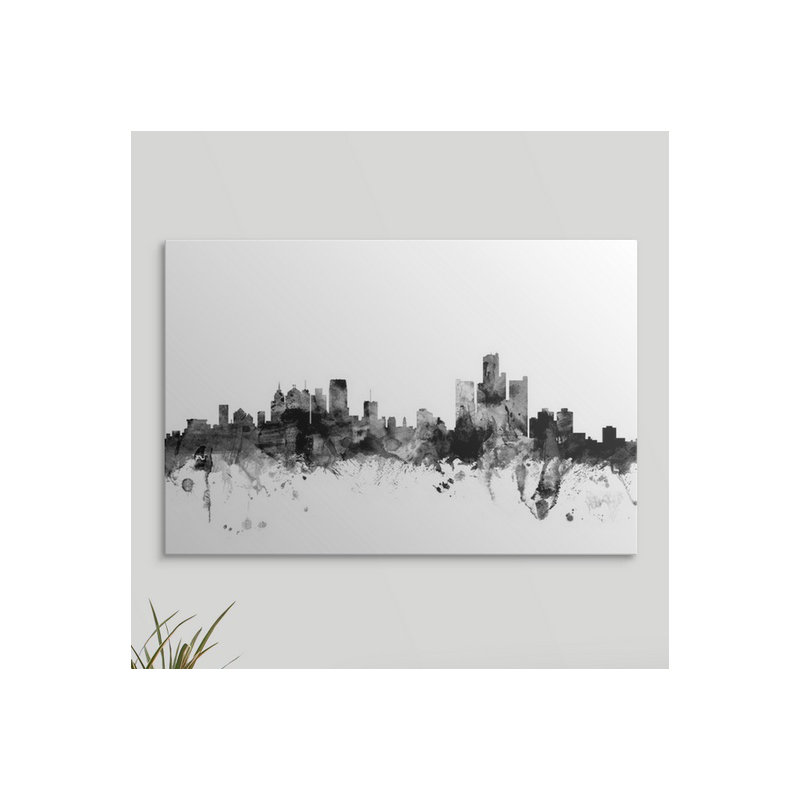 «Detroit Michigan Skyline» par Francy, impression, H 20 po x l 30 po x P 1,5 po, Toile