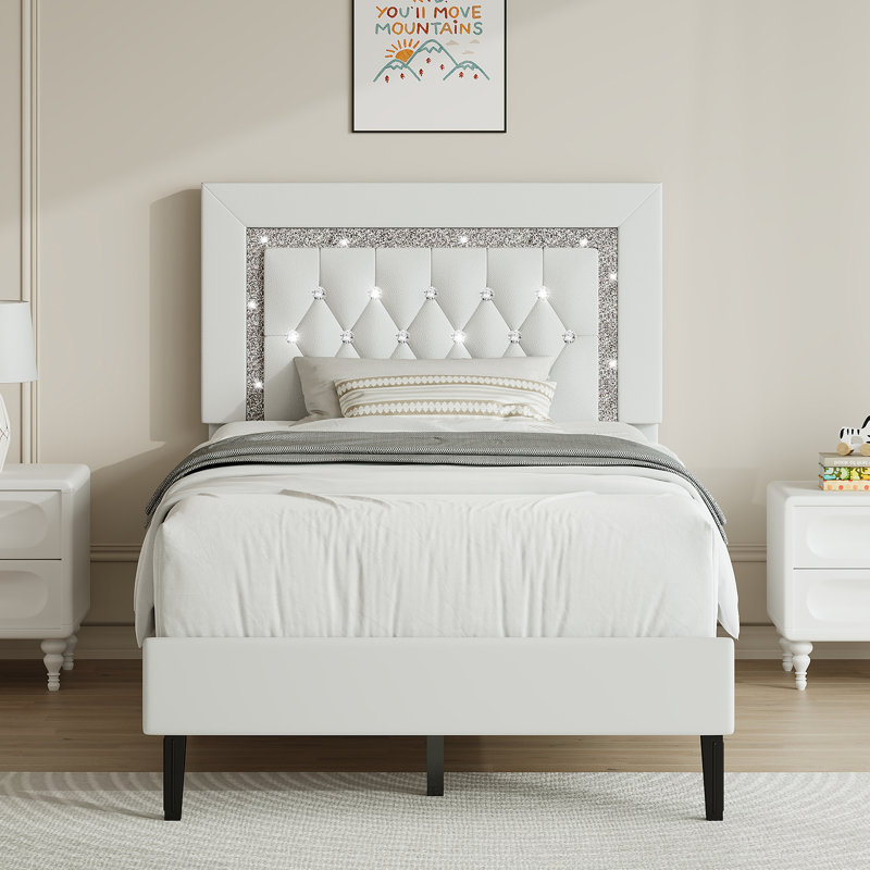 Upholstered Bed, 90x190, White