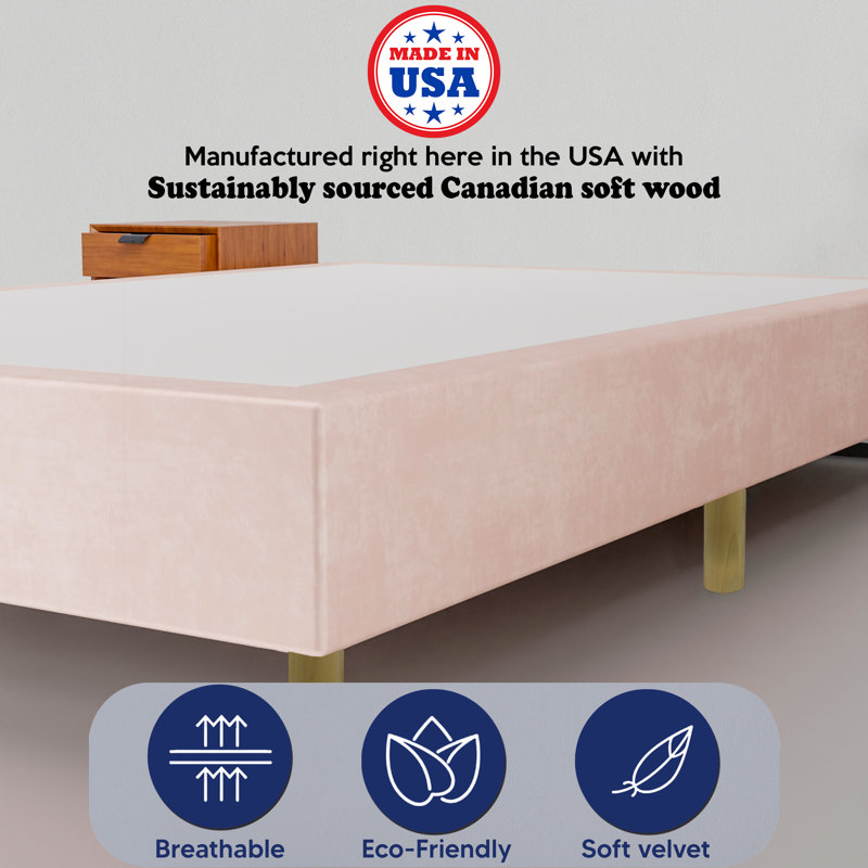 Lit en bois massif Wetherbee, H 15 po x l 44 po x L 75 po, Rose clair