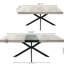 Table de salle à manger rectangulaire extensible, grise avec plaque centrale noire, base en métal, 6 places, capacité de charge de 165 lb, extensible d'allure moderne en gris, installation facile-1550315220
