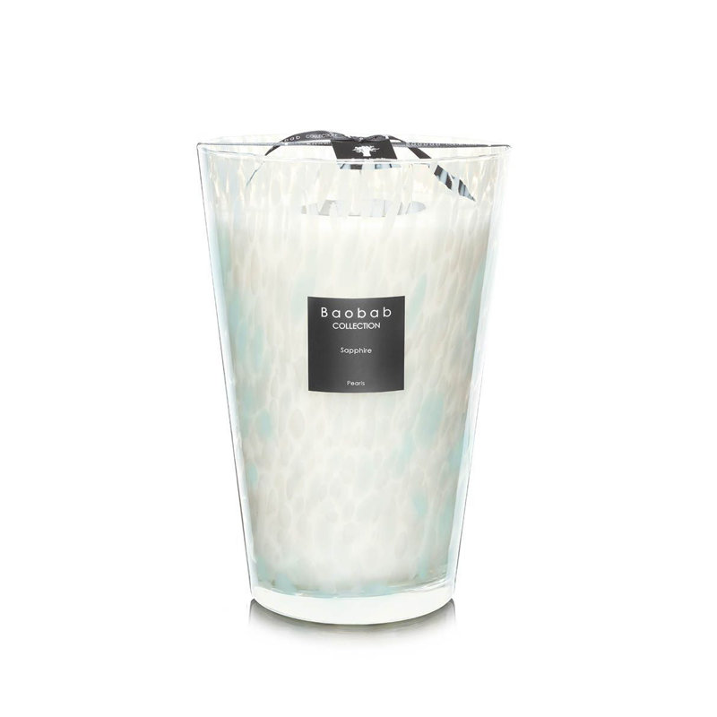 Pearls Sapphire Candle, 13.8" H x 9.36" W x 9.36" D