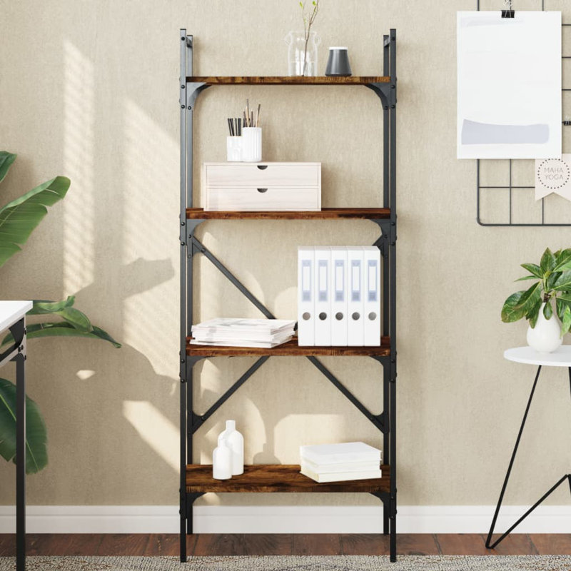 Gullickson 56cm W Steel Etagere Bookcase, Grey Sonoma, 138.5cm H x 56cm W x 31.5cm D