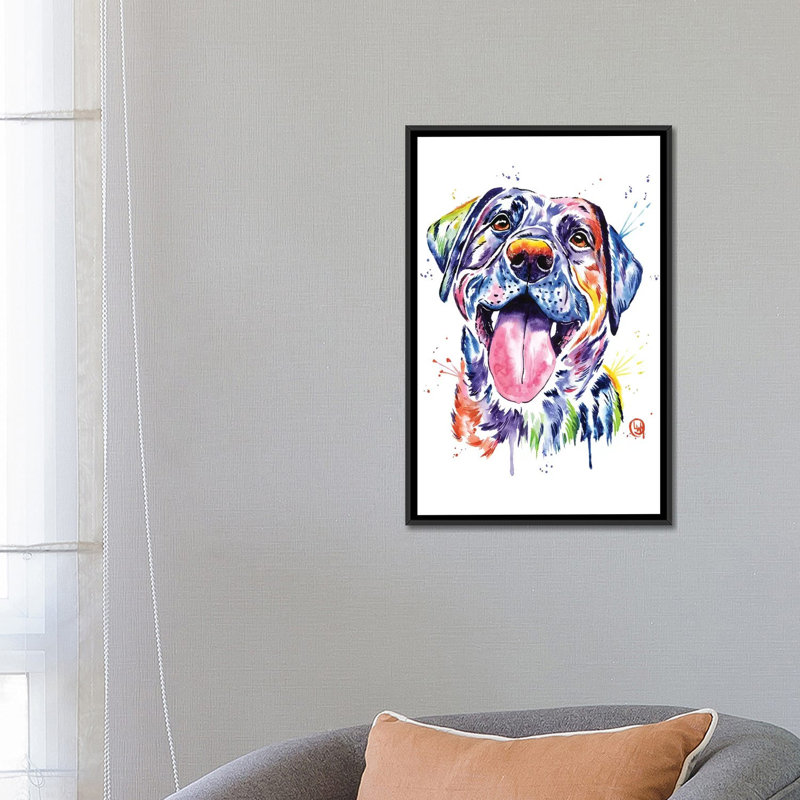 « black lab », impression sur toile, H 26 po x l 18 po x P 1,5 po, Toile avec cadre noir, Pas de tapis
