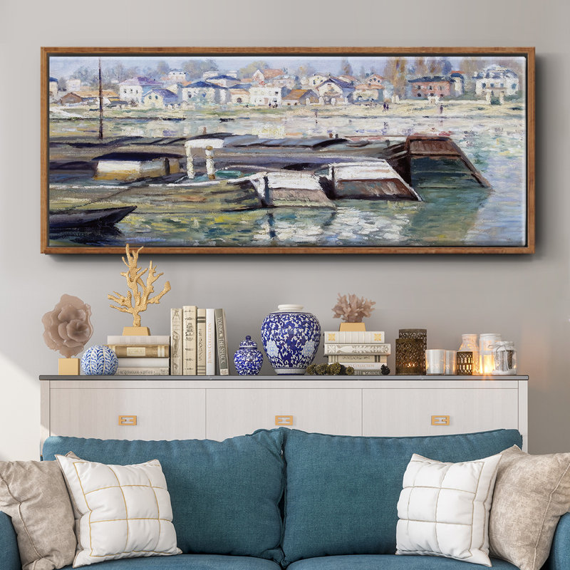 La seine à Asnières, 1873 02 - Toile encadrée, H 12 po x l 30 po