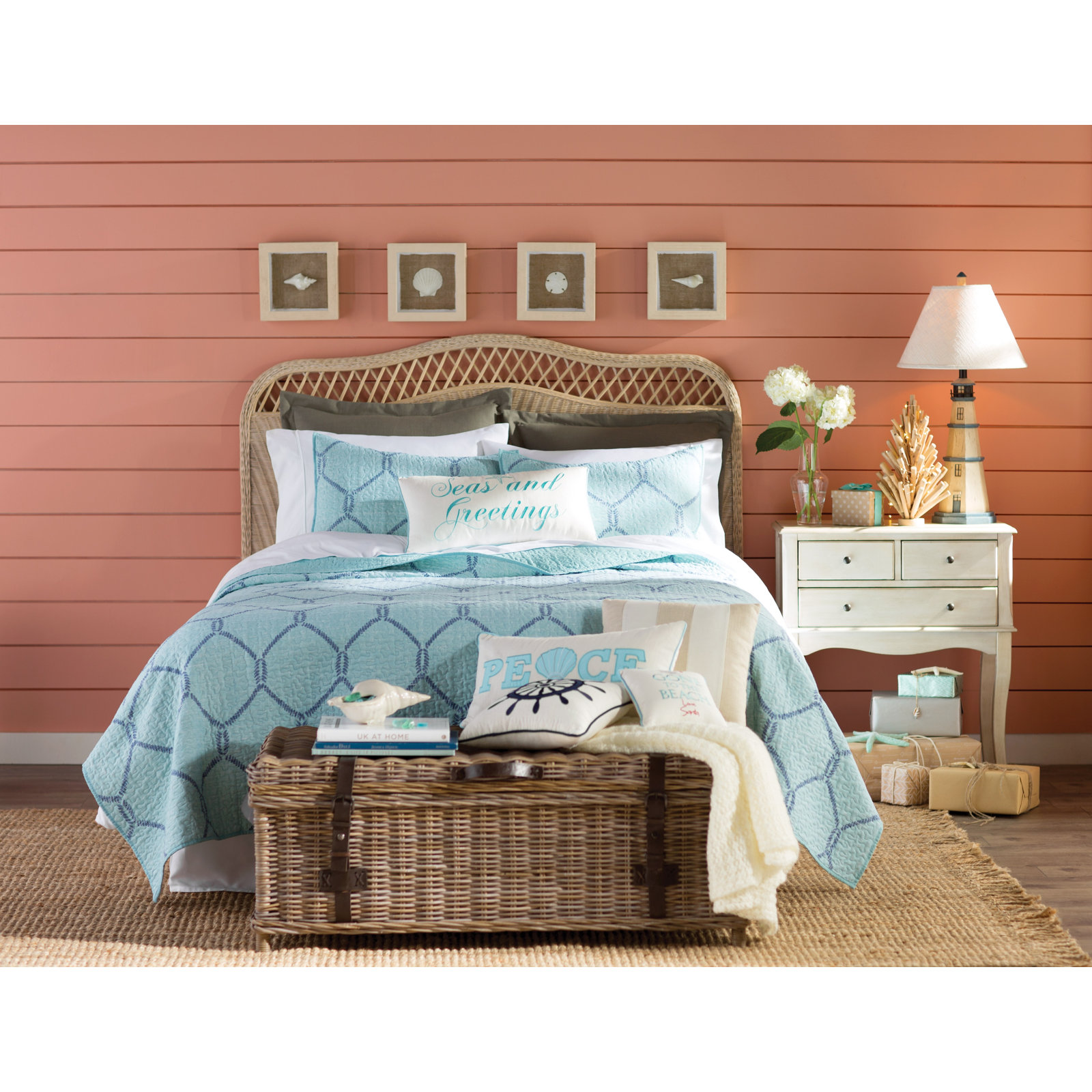 Almus Headboard, Queen, White Washed