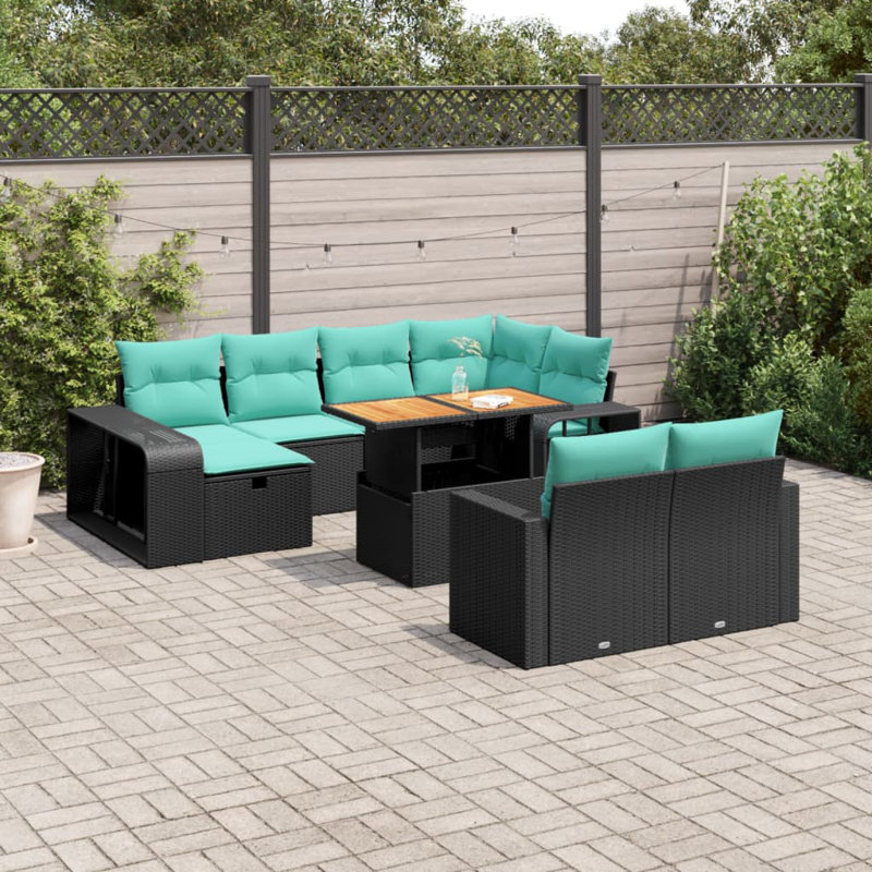  Ensemble de canapé de patio 11 pièces avec coussins en rotin de polyester