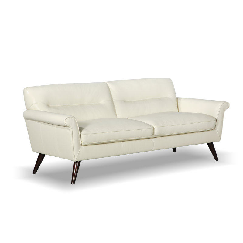 Amber Luxe 83" Leather Sofa, Cream