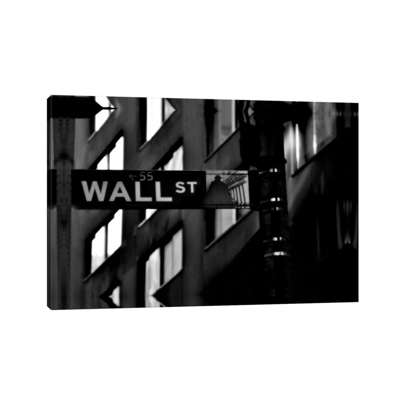 Wall Street Sign - Wrapped Canvas Print, 66.04 cm H x 45.72 cm W x 3.175 cm D