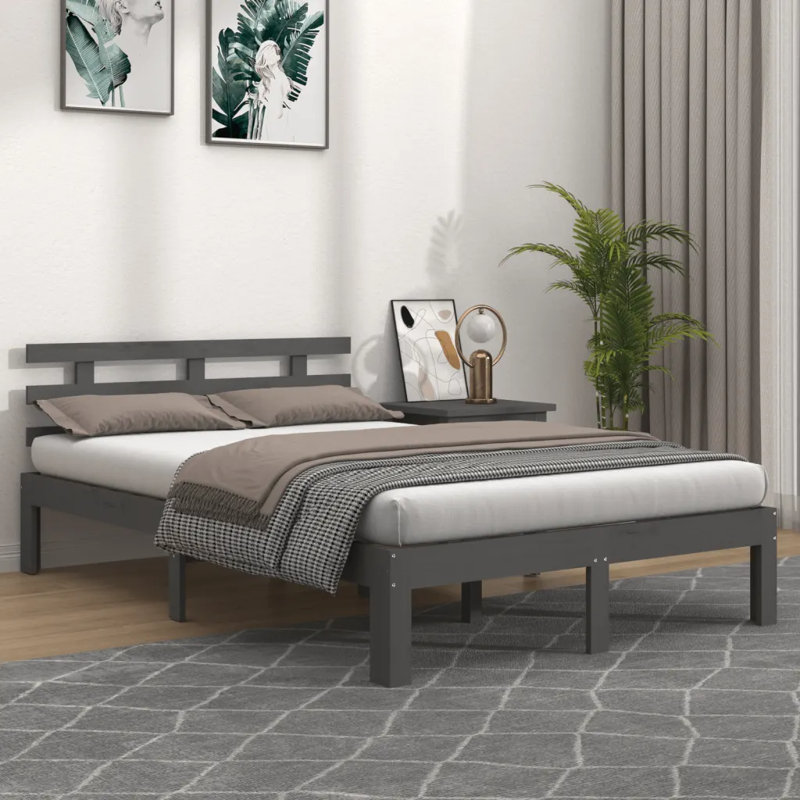 Bed Frame Solid Wood, White, Small Double (4')