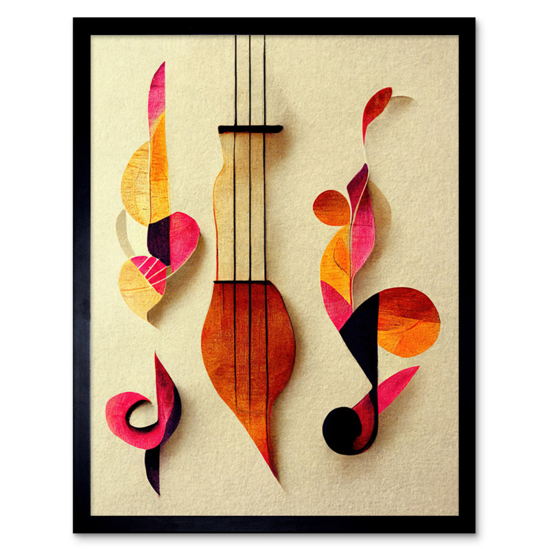 Autumnal Boho Music Clefs Lyra Musical 1 Piece Single Picture Frame Wall Art, 25.9cm H x 20.6cm W x 1.5cm D