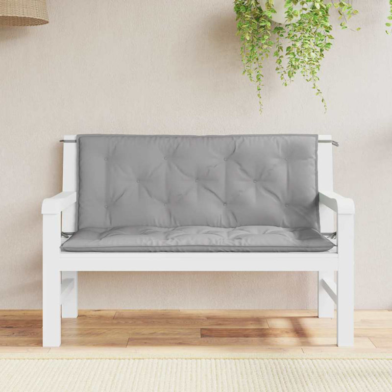 Garden Bench Cushion Set of 2 Gray Oxford Fabric 100 Percent Polyester Outdoor Bench Pads, 19.7" H x 47.2" W x 2.8" D