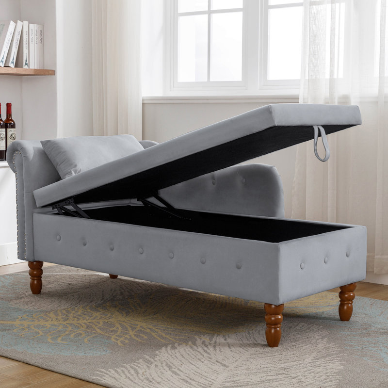 Chaise longue rembourrée pour l'intérieur, Gris, Brun