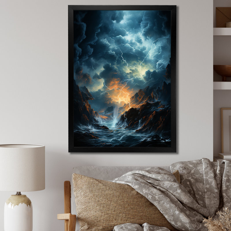 " Lightning Thunderbolt Fury ", Black, 40" H x 30" W x 1.5" D