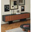 Crédence de rangement flottante à panneau ondulé en bois massif-133655403