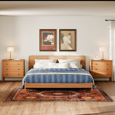 Greeta Nightstand With 6  Pre-Assembled Drawers And Solid Wood Legs, Walnut