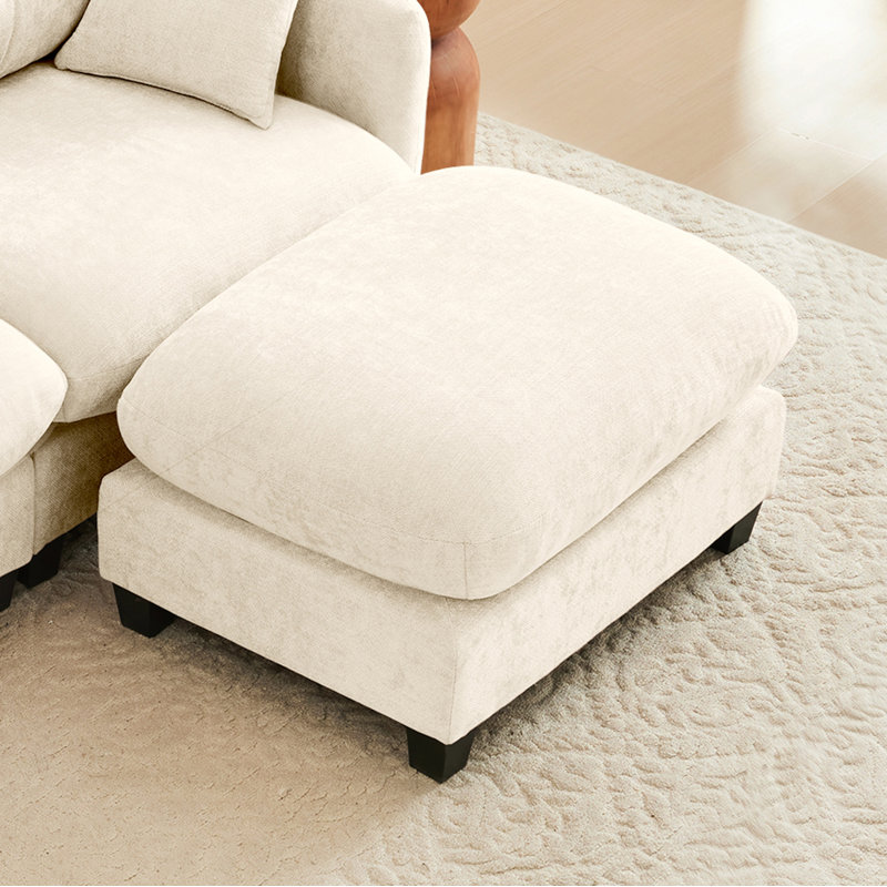 Repose-pieds en chenille pour le salon, Beige
