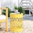Outdoor Metal End Table - Large, Yellow, Minimalist Iron Cut Framework, Powder-Coated Iron, No Assembly Side Design For Allure, Required-187944407