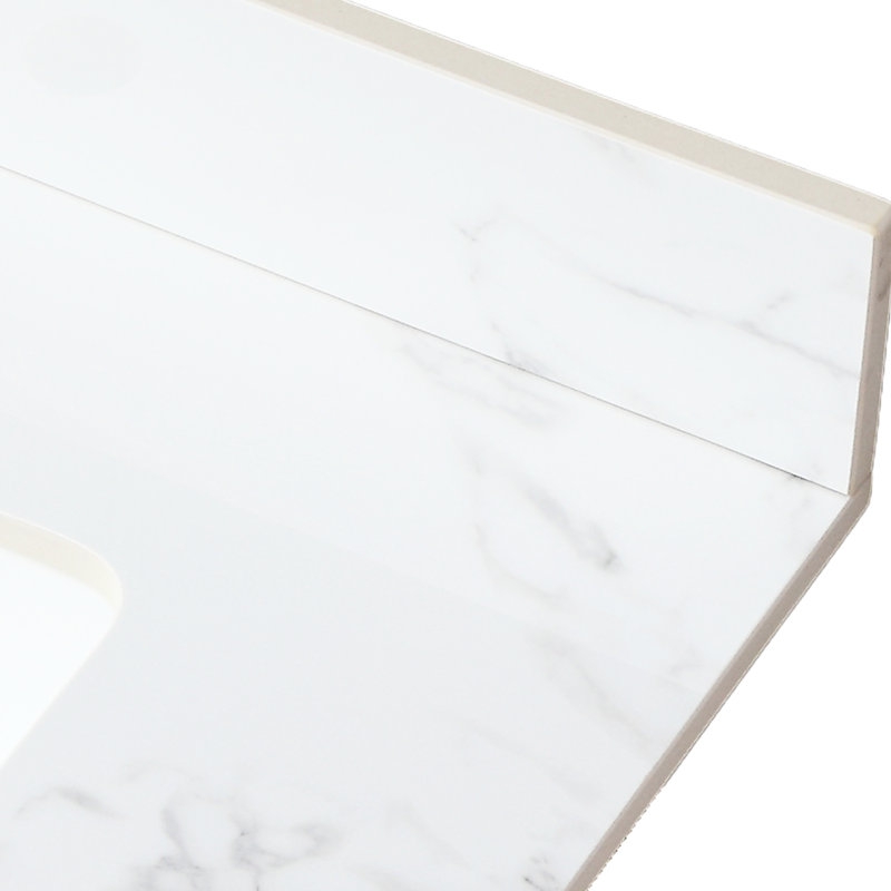 30,17 po Le comptoir de meuble-lavabo X 21,52 po - en pierre frittée, avec lavabo rectangulaire en céramique, ajoute une touche de luxe au lavabo blanc en pierre 31 po x 22 po