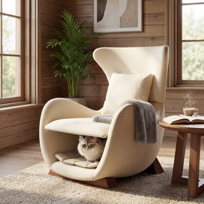 Chaise d'appoint moderne en polyester beige avec espace pour animaux de compagnie / rangement - capacité de 330 lb, chaise longue de salon, conception élégante et durable