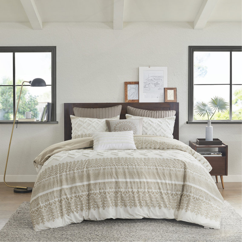 Ensemble de housse de couette en coton pour lit double / grand 3 pièces avec capitonnage en chenille