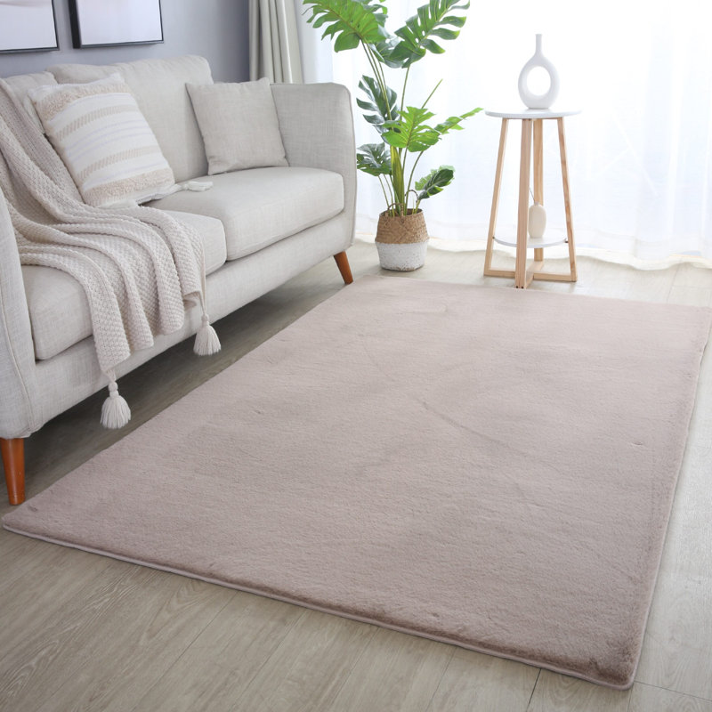 Cotton Knitted Washable Area Rug, Beige, Rectangle 120 x 160 cm
