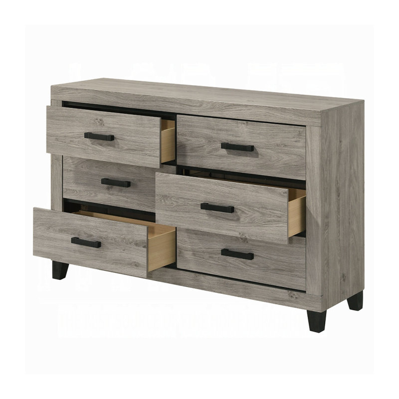 Major Dresser with 6 Drawers & Rubberwood Legs